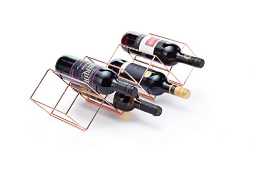 Bar Craft Weinregal stapelbar für 7 Flaschen aus Kupfer in braun, Holz, 8 x 16 x 26 cm