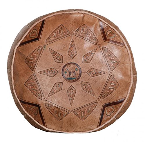 Casa Moro Orientalische Leder Sitzkissen marokkanischer Pouf Hocker Kamel01 braun | Inklusive Füllung Sitzpouf | Echt-Leder Polsterhocker aus Marrakesch | Fußhocker Sitzhocker