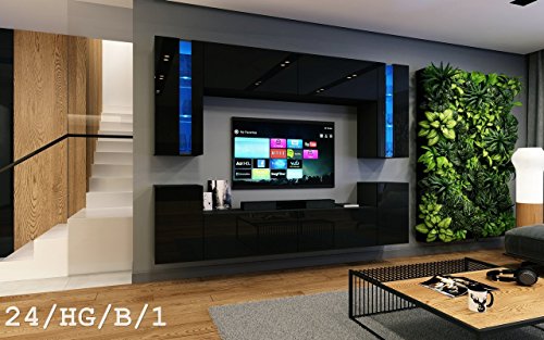 HomeDirectLTD Wohnwand Future 24 Moderne Wohnwand, Exklusive Mediamöbel, TV-Schrank, Garnitur, Große Farbauswahl (RGB LED-Beleuchtung Verfügbar)