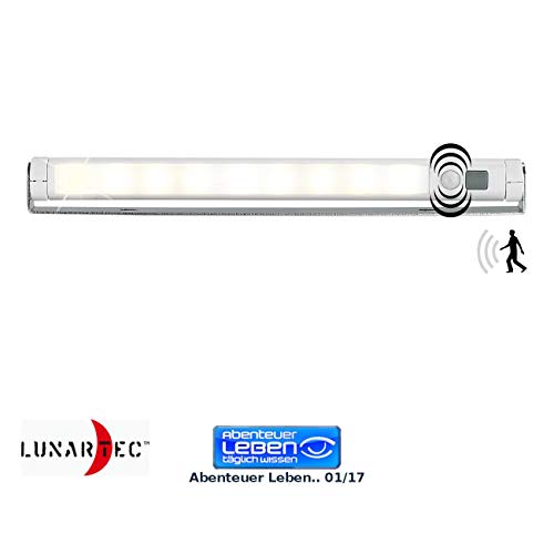 Lunartec LED Lichtleiste kabellos: LED-Lichtleiste mit PIR-Bewegungssensor, 9 SMD-LEDs, warmweiß (Treppenbeleuchtung ohne Strom)