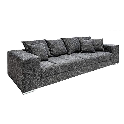 Riess Ambiente Design XXL Sofa Big Sofa Island in grau Charcoal Strukturstoff inkl. Kissen Couch