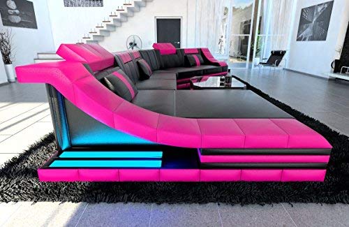 Sofa Dreams XXL Wohnlandschaft Turino CL Form schwarz-pink