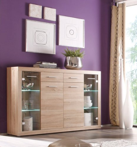 Stella Trading Can Can 5 Highboard, Holzdekor, Sonoma, 152 x 105 x 40 cm