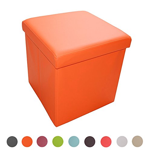Stylehome® Sitzbank Sitzhocker Aufbewahrungsbox mit Stauraum faltbar belastbar bis 300 kg Kunstleder 38 x 38 x 38 cm