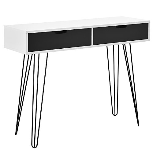 [en.casa] Design Schreibtisch Monaco/Konsolentisch / Sideboard - mit Schubladen (weiß/Grau) - 100x33x76cm