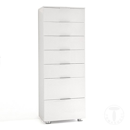 Mobile SETTIMINO System 7 Schubladen 50 x 52 x 144 cm MDF lackiert Weiß glänzend