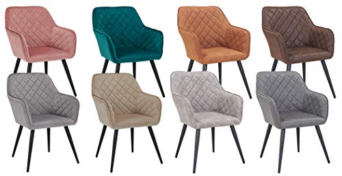 Duhome Esszimmerstuhl aus Stoff (Samt) Farbauswahl Retro Design Armlehnstuhl Stuhl mit Rückenlehne Sessel Metallbeine 8058