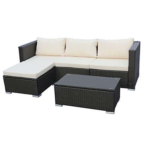 SVITA Queens Poly Rattan Sitzgruppe Couch-Set Ecksofa Sofa-Garnitur Gartenmöbel Lounge Grau, Schwarz oder Braun