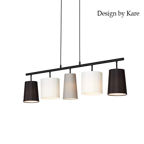 Briloner Leuchten Pendelleuchte, Pendellampe 5-flammig, 5x E14, Textilschirm schwarz, weiß,grau, Design by Kare