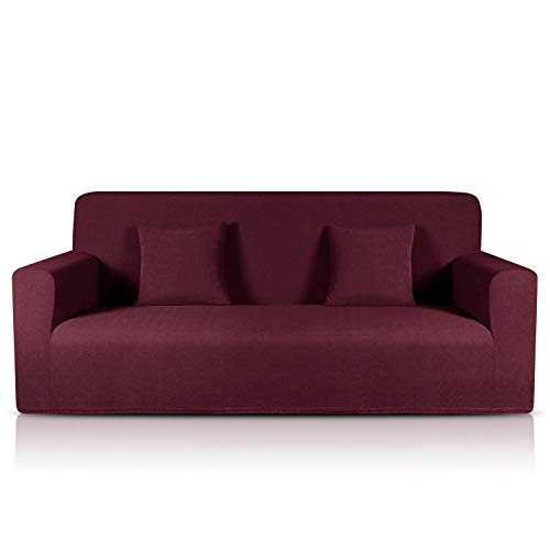 TAOCOCO Sofa Überwürfe Jacquard Sofabezug Elastische Stretch Spandex Couchbezug Sofahusse Sofa Abdeckung in Verschiedene Größe und Farbe (Diamantgitter Rot, 3-sitzer(180-230cm))