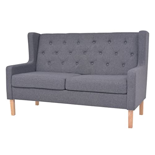 Hommdiy Sofa 2-Sitzer Stoff Skandinavisch Grau Polstersofa Loungesofa Sitzmöbel