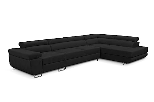 KREATIVE FURNITURE & DESIGN Ecksofa Rechts 343x88x203 cm - Sofa mit Schlaffunktion - Geräumig Eckcouch - Couch L Form - Wohnlandschaft L-Form Perfekt Für Ihr Zuhause Dunkelgrau Rechts