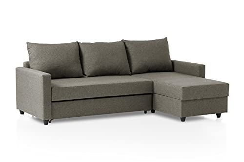 Traumnacht Schlafsofa Belfort, Ecksofa, Sofagarnitur in L-Form mit Schlaffunktion und Stauraum in der Ottomane, produziert nach deutschem Qualitätsstandard, hellbraun, 227x153x66 cm